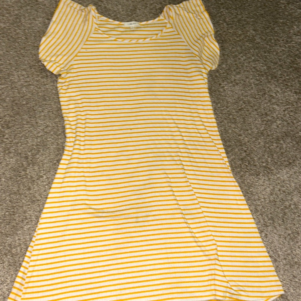 Yellow and white striped dress